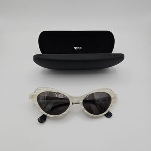 Rapp Maeve titanium sunglasses with white acrylic cat eye rims